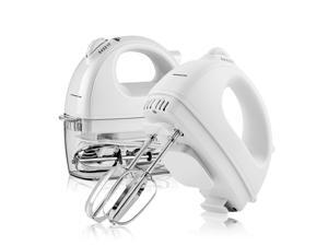 Ovente Portable Electric Hand Mixer 5 Speed Mixing, 150W Powerful Blender for Baking & Cooking with 2 Stainless Steel Chrome Beater Attachments & Snap Clear Case Compact Easy Storage, White HM161W Ovente Portable Electric Hand Mixer 5 Speed Mixing, 150W Powerful Blender for Baking & Cooking with 2 Stainless Steel Chrome Beater Attachments & Snap Clear Case Compact Easy Storage, White HM161W