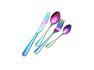 Stainless Steel Flatware Set With Knives Forks Spoons Magic Color Stainless Steel Flatware Set With Knives Forks Spoons Magic Color