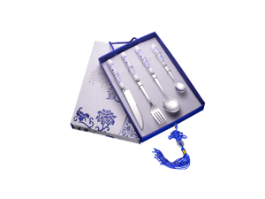 Stainless Steel Flatware Set,Chinese Blue And White Porcelain Tableware Set - 3