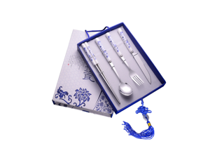 Stainless Steel Flatware Set,Chinese Blue And White Porcelain Tableware Set - 1