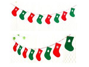 2 Pack Of Christmas Banner Burlap Christmas Party Bunting Garland For Outdoor Indoor Decorations Socks