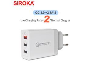 3 USB QC3.0+2.4A fast charging Wall Charger EU plug  portable cellphone travel charger adapter