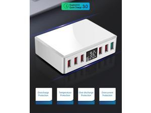 MULTI QC3.0 Fast USB Charger,SIROKA QC3.0 USB Port 6-Port Intelligent USB desktop charger station hub with LED Display,compatible with IOS&Android Devices,White MULTI QC3.0 Fast USB Charger,SIROKA QC3.0 USB Port 6-Port Intelligent USB desktop charger station hub with LED Display,compatible with IOS&Android Devices,White