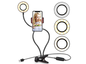 3 in 1 Mobile phone live support fill light desktop multifunctional dual mobile phone support mobile device microphone holder clip 3 in 1 Mobile phone live support fill light desktop multifunctional dual mobile phone support mobile device microphone holder clip