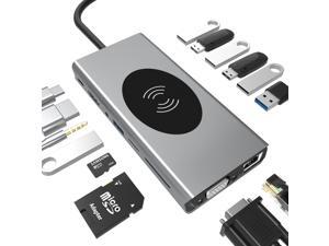 TYPE-C Notebook USB HUB Docking Station 15-in-1 HDMI Network Card Converter Mobile Phone Computer Docking Station with wireless charger TYPE-C Notebook USB HUB Docking Station 15-in-1 HDMI Network Card Converter Mobile Phone Computer Docking Station with wireless charger