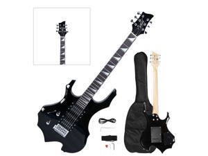 Black Flame Left-Handed 6 Strings Electric Guitar with Bag Strap Tools