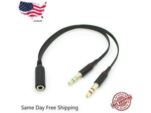 3.5mm Audio Mic Y Splitter Cable Headphone Adapter Female to 2 Male US SHIP