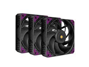 Super Flower, MEGACOOL 120mm fan, Triple-Pack, 12-pole motor design, super cooling performance, PWM, Purple Anti-Vibration Mounting Pads, Computer Case Fan, Remote Control, SF-PF121-BK_3P, 30mm depth