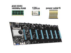 Mining Motherboard BTC-S37 Etherum Mining CPU Set with 128GB MSATA SSD DDR3 4GB 1600MHZ RAM Set