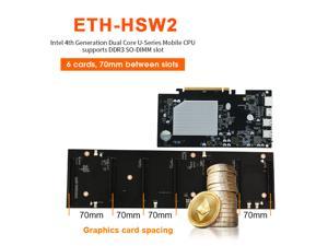 ETH-HSW2 Mining Motherboard 6 GPU 70mm Spacing Riserless Cryptocurrency Mining Mine Plate Ethereum Crypto Miner Rig