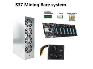 BTC-S37 Mining Motherboard with CPU and SSD 128GB + DDR3 8GB RAM + Chassis + power supply 1850W Kit Mining crypto ETH Set