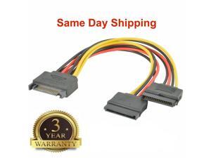 2x SATA Power 15-pin Y-Splitter Cable Adapter Male to Female for HDD Hard Drive 2x SATA Power 15-pin Y-Splitter Cable Adapter Male to Female for HDD Hard Drive