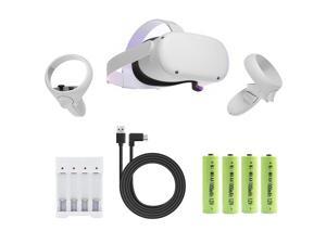 Meta Quest 2 - Advanced All-in-One Virtual Reality 128GB Storage Gaming Headset, LCD Display,with Pearlite Tech. 4 AA Rechargeable Batteries and Charger Accessories Set 128 GB