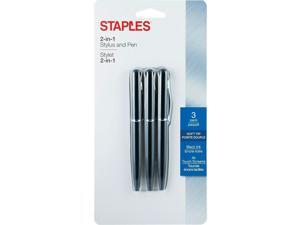 Staples 2-in-1 Stylus and Pen 3-Pack Black 2618973 Staples 2-in-1 Stylus and Pen 3-Pack Black 2618973