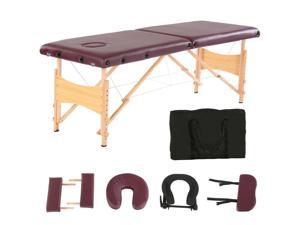 Portable Professional Massage Table with Head Cradle and Carrying Case Wine Red