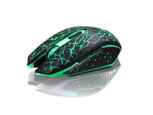 K6 Wireless Gaming Mouse Rechargeable Silent LED Optical Computer Mice with USB Receiver 3 Adjustable DPI Level and 6 Buttons Auto Sleeping Compatible LaptopPCNotebook Green Light