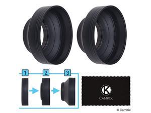 Lens Hood Rubber Set of 2 Collapsible in 3 Steps Sun ShadeShield Reduces Lens Flare and Glare Blocks Excess Sunlight for Enhanced Photography and Video Footage Perfect Fit
