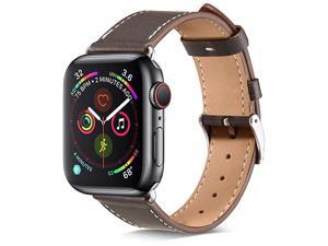 Compatible with Apple Watch Band 42mm 44mm Genuine Leather Replacement Band Compatible with Apple Watch Series 5 4 44mm Series 3 2 1 42mm Ebony Band+ Silver Adapter Compatible with Apple Watch Band 42mm 44mm Genuine Leather Replacement Band Compatible with Apple Watch Series 5 4 44mm Series 3 2 1 42mm Ebony Band+ Silver Adapter