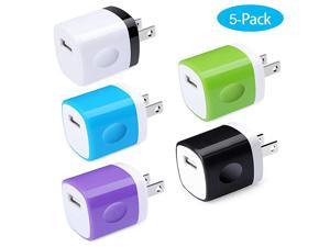 Wall Adapter Charger Cubes 5Pack 1A Travel Single Port Wall Charger Plug Charging Block Box Compatible iPhone XXR88 Plus76S Plus Samsung Galaxy S10e S10 S9 S8 PlusS7Note 1098 LG G8 G7