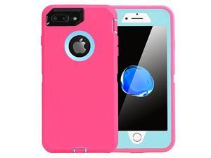 iPhone 8 Plus7 Plus Case Heavy Duty Full Body Tough 4 in 1 Rugged Shockproof Cover with Builtin Screen Protector for Apple iPhone 8 Plus7 Plus Light BluePink