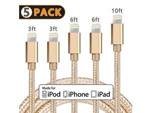iPhone Charger Lightning Cable iPhone Cable Apple MFi Certified iphone charger cable for Xs MAX XR X 8 7 6s 6 5E Plus ipad Chargers Fast Charging Cable Cord 3 3 6 6 10 ft 5 Pack