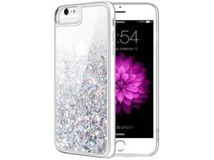 iPhone 6 6S 7 8 Case iPhone 6S Glitter Case with Tempered Glass Screen Protector Bling Flowing Floating Luxury Glitter Sparkle Soft TPU Liquid Case for iPhone 6 6S 7 8 47 inch Silver