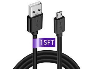 USB Cable15Ft Extra Long PS4 Controller Charger CableDurable Android Charging Cord Data Sync Cable for Samsung Galaxy S7 Edge S6 S5Note 5Note 4LG G4Moto G5Android PhoneCameraBlack