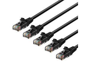RJ45 Cat6 Snagless Ethernet Patch Cable 5Pack 3 Feet Black RJ45 Cat6 Snagless Ethernet Patch Cable 5Pack 3 Feet Black