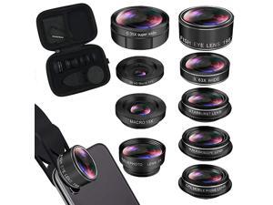 Lens Kit Phone Camera 9in1 Lens for Andriod Smartphone Video Lens Lentes del Telefono for Xr 7 Plus 8 Plus Xs max Samsung Macro+Telephoto Zoom+Fisheye+Wide Angle Lens