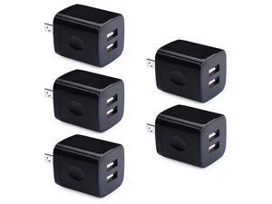 USB Wall Plug 21A Dual Port USB Power Block 5 Pack Portable Quick Charger Cubes Compatible iPhone 76 plus8x Samsung Galaxy S9S10eS9S8 PlusS6 LG G8G7V35V40 ThinQ Moto G7 plus