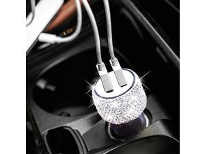 USB Car Charger Bling Bling Handmade Rhinestones Crystal Car Decorations for Fast Charging Car Decors for iPhone iPad ProAir 2Mini Samsung Galaxy Note 9 8 S9 S9+ LG Nexus HTC etc