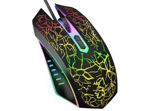 Wired Gaming Mouse Ergonomic USB Optical Mouse Mice with Chroma RGB Backlit 1200 to 3600 DPI for Laptop PC Computer Games Work Black