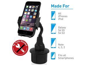 Adjustable Automobile Cup Holder Phone Mount for iPhone Xs XS Max XR X 8 8+ 7 7 Plus 6s Plus 6s SE Samsung Galaxy S10 S10E S9 S9+ S8 S7 Edge S6 Note 5, Xperia, iPod, Smartphone, GPS (MCUPMP)