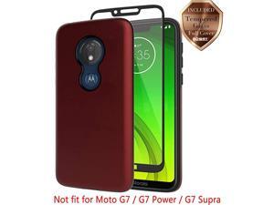 Moto G7 Play Case with Tempered Glass Screen Protector Hard Back Cover + Soft TPU Shockproof Inner Protective Case for Motorola Moto G7 Play Red Moto G7 Play Case with Tempered Glass Screen Protector Hard Back Cover + Soft TPU Shockproof Inner Protective Case for Motorola Moto G7 Play Red
