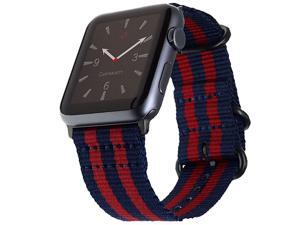 Compatible with Apple Watch Band 42mm 44mm Nylon Sport iWatch Bands Navy Blue Red Replacement Woven Strap Rugged Military Loop Buckle for Series 5 4 3 2 1 42 44 SML Sailor Stripe Compatible with Apple Watch Band 42mm 44mm Nylon Sport iWatch Bands Navy Blue Red Replacement Woven Strap Rugged Military Loop Buckle for Series 5 4 3 2 1 42 44 SML Sailor Stripe
