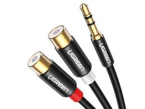 35MM Male to 2 RCA Female Jack Stereo Audio Cable Y Adapter Gold Plated Compatible for iPhone iPod iPad MP3 Tablets HiFi Stereo System Computer Sound Speaker