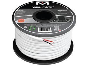 14AWG 2Conductor Speaker Wire 200 Feet White 999 Oxygen Free Copper ETL Listed CL2 Rated for inWall Use Part SW14X2200WH