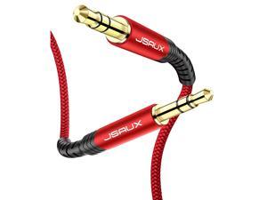 AUX Cable 4ft2Pack Copper Shell HiFi Sound 35mm Auxiliary Audio Cable Nylon Braided Aux Cord Compatible for CarHome StereosSpeakerHeadphonesSonyEcho DotBeats Red