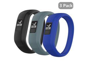 3 Pack)  Band Compatible for Garmin Vivofit jr, jr 2, 3 Bands, All-in-one Silicon Stretchy Replacement Wristbands for Kids Boys Girls (No Tracker)- Black,Cyan,Blue (Large)