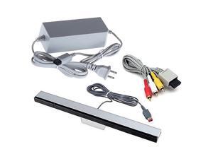 Wii Replacement Cables Set, Wii AC Power Adapter Block, AV Cable, and Wired Motion Sensor Bar for Wii Wii Replacement Cables Set, Wii AC Power Adapter Block, AV Cable, and Wired Motion Sensor Bar for Wii