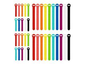 SelfGripping Storage Straps MultiColor 40 Pack 20 4 Straps 20 8 Straps Reusable Hook and Loop Cord Organizer Cable Ties for Cord Management and Desk or Office Organization
