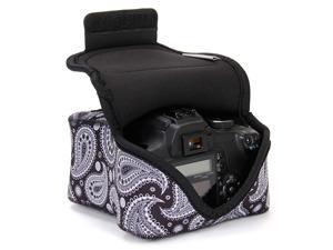 DSLR Camera Sleeve Black Paisley with Neoprene Protection Holster Belt Loop and Accessory Storage Compatible with Nikon D3400 Canon EOS Rebel SL2 Pentax K70 and More