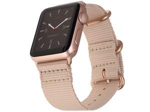 Compatible with Apple Watch Band 38mm 40mm Blushed Cream Nylon Replacement Strap Breathable Woven Rose Gold Adapters Buckle iWatch Series 5 4 3 2 1 38 40 SML Blushed Cream
