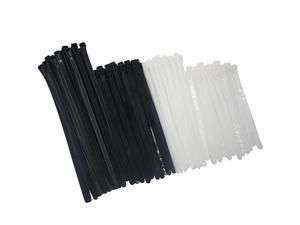 Releasable Adjustable Nylon Cable Zip Ties 100 PACK 6+8Small+8+10 Inch Assorted Black amp White SelfLocking Plastic Wire Ties for Organization Plant ties 50 Lbs Tensile Strength