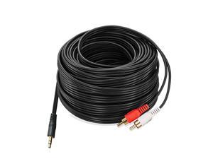 RCA Aux Audio Cable 30 Feet 35mm Aux to 2RCA Male Stereo Audio Y Cable