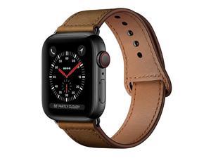 Compatible with iWatch Band 44mm 42mm 40mm 38mm Genuine Leather Replacement Band Strap Compatible with Apple Watch SE Series 6 5 4 3 2 1 Retro Dark BrownBlack 44mm42mm