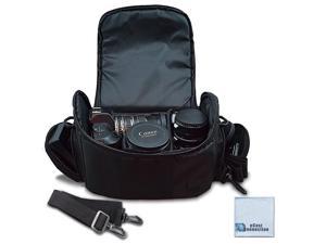 Large Digital Camera / Video Padded Carrying Bag / Case for Nikon, Sony, Pentax, Olympus Panasonic, Samsung, and Canon DSLR Cameras +  Microfiber Cloth