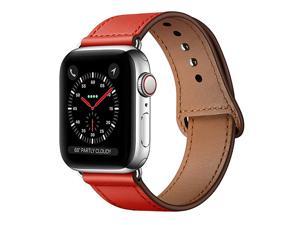 Compatible with iWatch Band 40mm 38mm Genuine Leather Replacement Band Strap Compatible with Apple Watch Series 5 4 3 2 1 38mm 40mm Watermelon Red