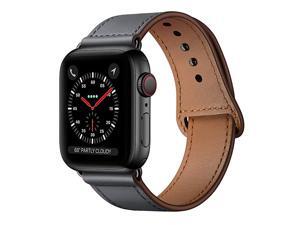 Compatible with iWatch Band 40mm 38mm Genuine Leather Replacement Band Strap Compatible with Apple Watch Series 5 4 3 2 1 38mm 40mm Dark Gray