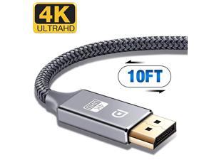 DisplayPort Cable 4K DP Cable Nylon Braided 4K60Hz 2k144Hz Ultra High Speed DisplayPort to DisplayPort Cable 10ft for Laptop PC TV etc Gaming Monitor Cable Grey